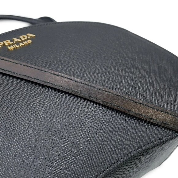 PRADA Sydney 2-way Handbag Saffiano LeatherLeather Black 1BA238 - Picture 14 of 14